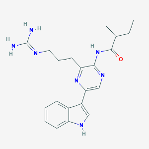 molecular formula C21H27N7O B099584 Butyramide, N-(3-(3-guanidinopropyl)-5-indol-3-ylpyrazinyl)-2-methyl- CAS No. 17297-78-8
