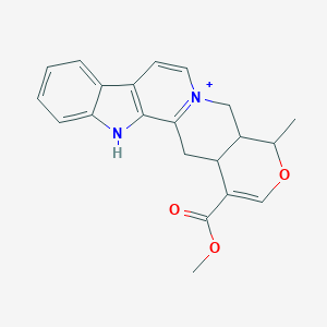 molecular formula C21H21N2O3+ B099607 Methyl 16-methyl-17-oxa-3-aza-13-azoniapentacyclo[11.8.0.02,10.04,9.015,20]henicosa-1(13),2(10),4,6,8,11,18-heptaene-19-carboxylate CAS No. 18786-24-8