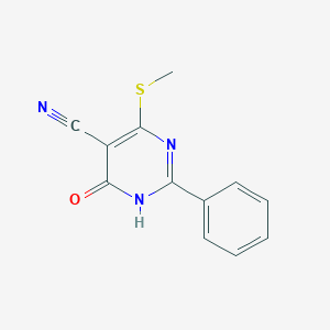 molecular formula C12H9N3OS B099675 4-(Methylthio)-6-oxo-2-phenyl-1,6-dihydropyrimidine-5-carbonitrile CAS No. 15908-64-2