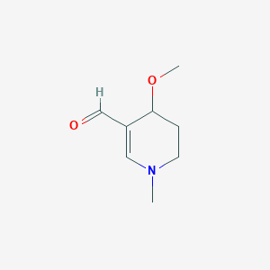 molecular formula C8H13NO2 B009971 3-Pyridinecarboxaldehyde, 1,4,5,6-tetrahydro-4-methoxy-1-methyl-(9CI) CAS No. 107673-04-1
