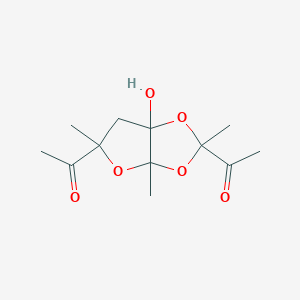 molecular formula C12H18O6 B099710 1,1'-(Tetrahydro-6a-hydroxy-2,3a,5-trimethylfuro[2,3-d]-1,3-dioxole-2,5-diyl)bis-ethanone CAS No. 18114-49-3