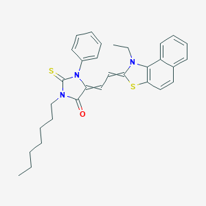molecular formula C31H33N3OS2 B099731 5-((1-Ethylnaphtho(1,2-d)thiazol-2(1H)-ylidene)ethylidene)-3-heptyl-1-phenyl-2-thioxoimidazolidin-4-one CAS No. 15664-19-4