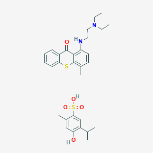 molecular formula C30H38N2O5S2 B099775 1-(2-Diethylaminoethylamino)-4-methyl-thioxanthen-9-one; 4-hydroxy-2-methyl-5-propan-2-yl-benzenesulfonic acid CAS No. 16170-88-0