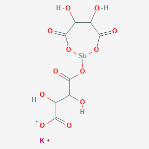 molecular formula C8H8KO12Sb B099846 Potassium;4-[(5,6-dihydroxy-4,7-dioxo-1,3,2-dioxastibepan-2-yl)oxy]-2,3-dihydroxy-4-oxobutanoate CAS No. 16039-64-8