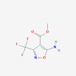 molecular formula C6H5F3N2O3 B009985 4-Isoxazolecarboxylicacid,5-amino-3-(trifluoromethyl)-,methylester(9CI) CAS No. 108655-61-4